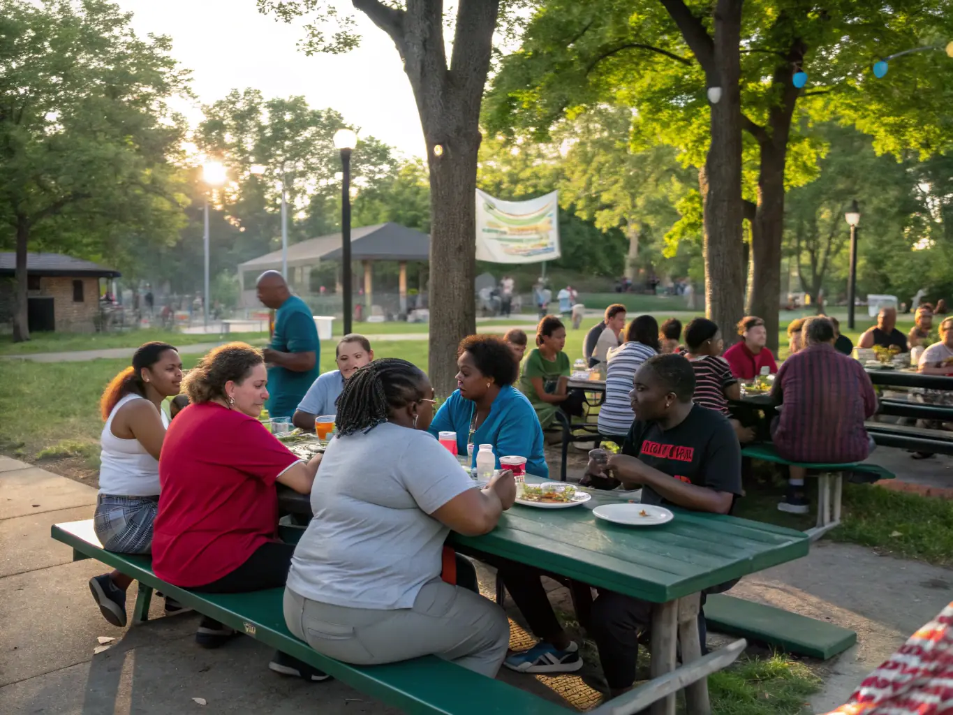 Members of ASSOCIATION DE PLAISANCE DE PLEUDANIEL gathered for a social event, laughing and sharing stories, highlighting the strong community bonds within the organization.